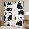 thumbnail image 2 of jejeloiu Cute Animal Cat Blackout Curtains Set of 2 (52x84 Each),Kawaii Kitten Pattern Window Curtains,Black White Curtains and Drapes For Teens,Beathable Home Decor, 2 of 6