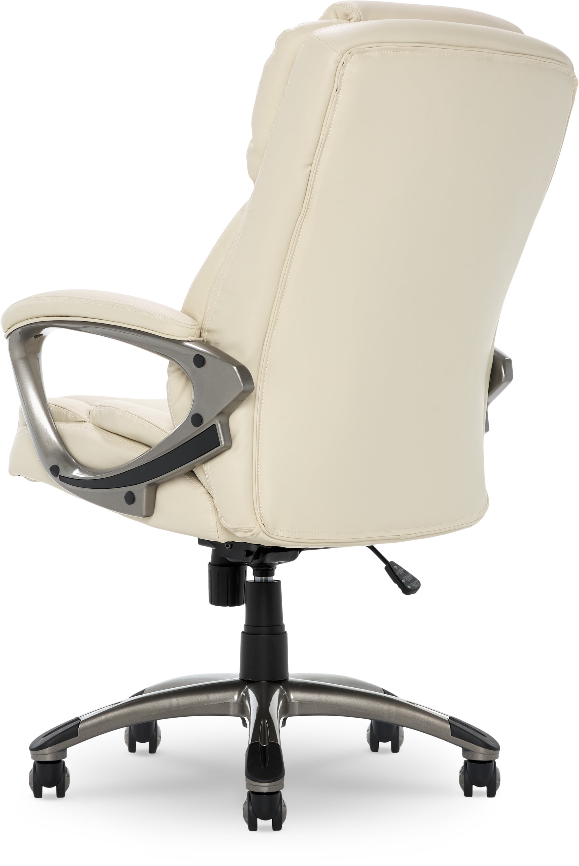 Serta Garret Executive Office Chair, Ergonomic Mid-Back with Lumbar Support, Semi-Plush Cushion and Body Pillows, Padded Armrests, Swivel Base, Bonded Leather, Ivory White