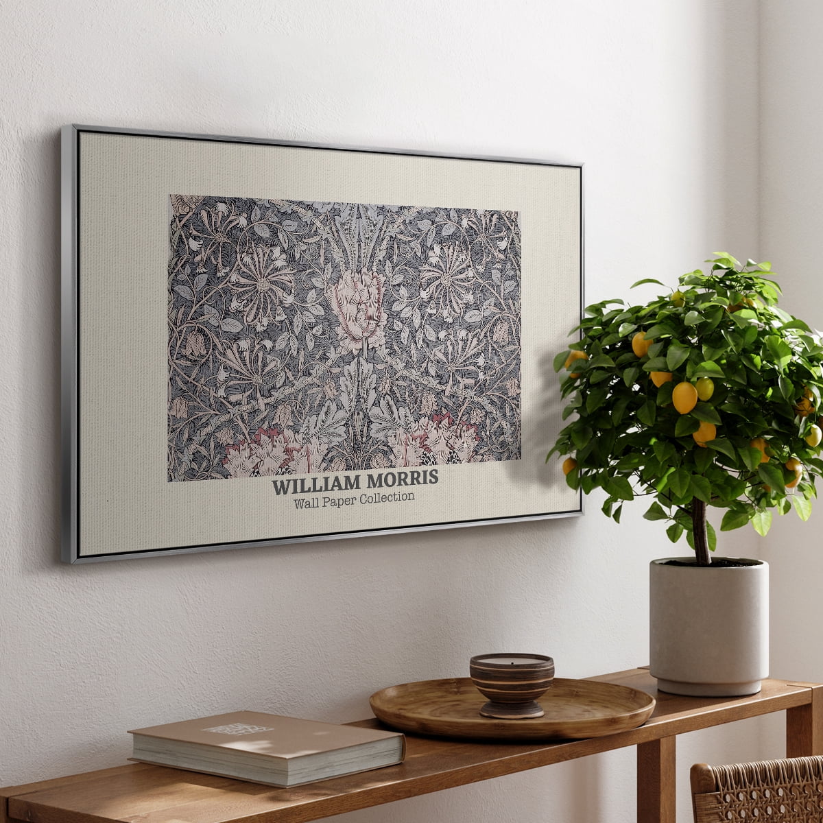 Vintage Abstract Print-XLV Framed in Silver Wood Gallery Wrapped Canvas 17 in. x 25 in.