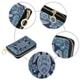thumbnail image 3 of PU Leather Zipper Card Case Credit Card Holder Small Wallets Dark Teal Turtle Pattern, 3 of 7