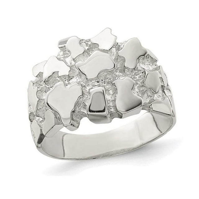 Mens Textured Nugget Ring in Sterling Silver