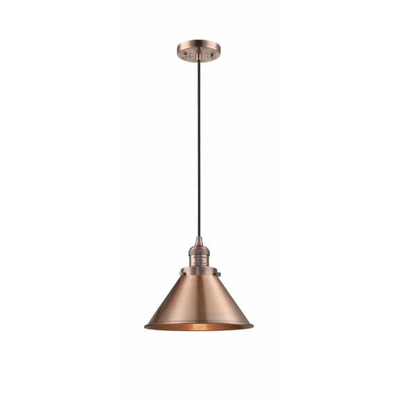 201C-AC-M10-AC-LED-Innovations Lighting-Briarcliff - 3.5W 1 LED Cord Hung Mini Pendant In Traditional Style-8 Inches Tall and 10 Inches Wide Antique