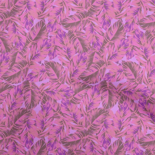 oneOone Rayon Pink Fabric Tropical Leaf Craft Projects Decor Fabric Printed By The Yard 56 Inch Wide