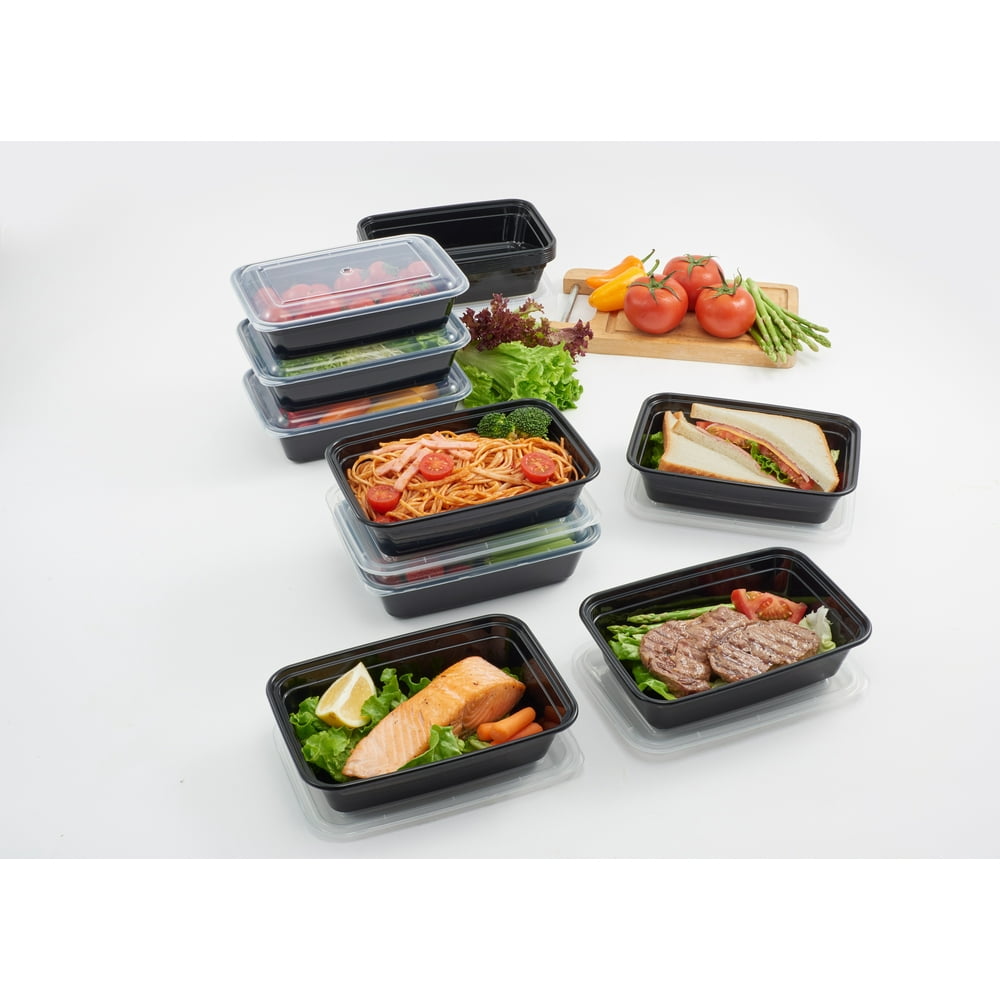 Mainstays 15PK Meal Prep Storage Containers, Clear lid & Container - 1L