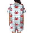 thumbnail image 6 of Susaid Cute Red Crabs With Nautical Print Women's Pajama Set, Button-Up Sleepwear with Elastic Waist Shorts, Perfect for Lounging, Yoga, Beach, and Casual Wear-4X-Large, 6 of 7