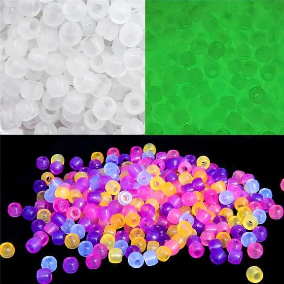 DESIGNICE 100Pcs/Bag Acrylic Pony Beads Color-Changing Glow in The Dark Exquisite Mixed Colors Round Beads DIY Making Accessories Bracelet Necklace Making Loose Beads Craft Supplies