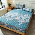 thumbnail image 2 of Sábana ajustable elástica para el hogar, ropa de cama de algodón estampada, gruesa, impermeable, estilo nórdico, funda de colchón, colcha doble para parejas y queen, 2 of 5