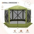 thumbnail image 4 of EAGLE PEAK 12 x 12 ft Portable Quick Pop Up 6 Sided Instant Gazebo Canopy, Outdoor Camping Screen Tent with Mesh Netting 8 Person, Green, 4 of 8