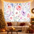 thumbnail image 3 of Pink Blooms and White Flower in a Lush Garden, Serene Watercolor for Flower Lovers, Botanical Wall Art, Mother'S Day Gift, Tapestry Wall Hanging for Bedroom and Living Room, 3 of 7