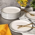 thumbnail image 3 of Gibson Home Oslo 8-Piece Porcelain Chip And Scratch Resistant Dinner Plate Set - White W/Black Rim, 3 of 5