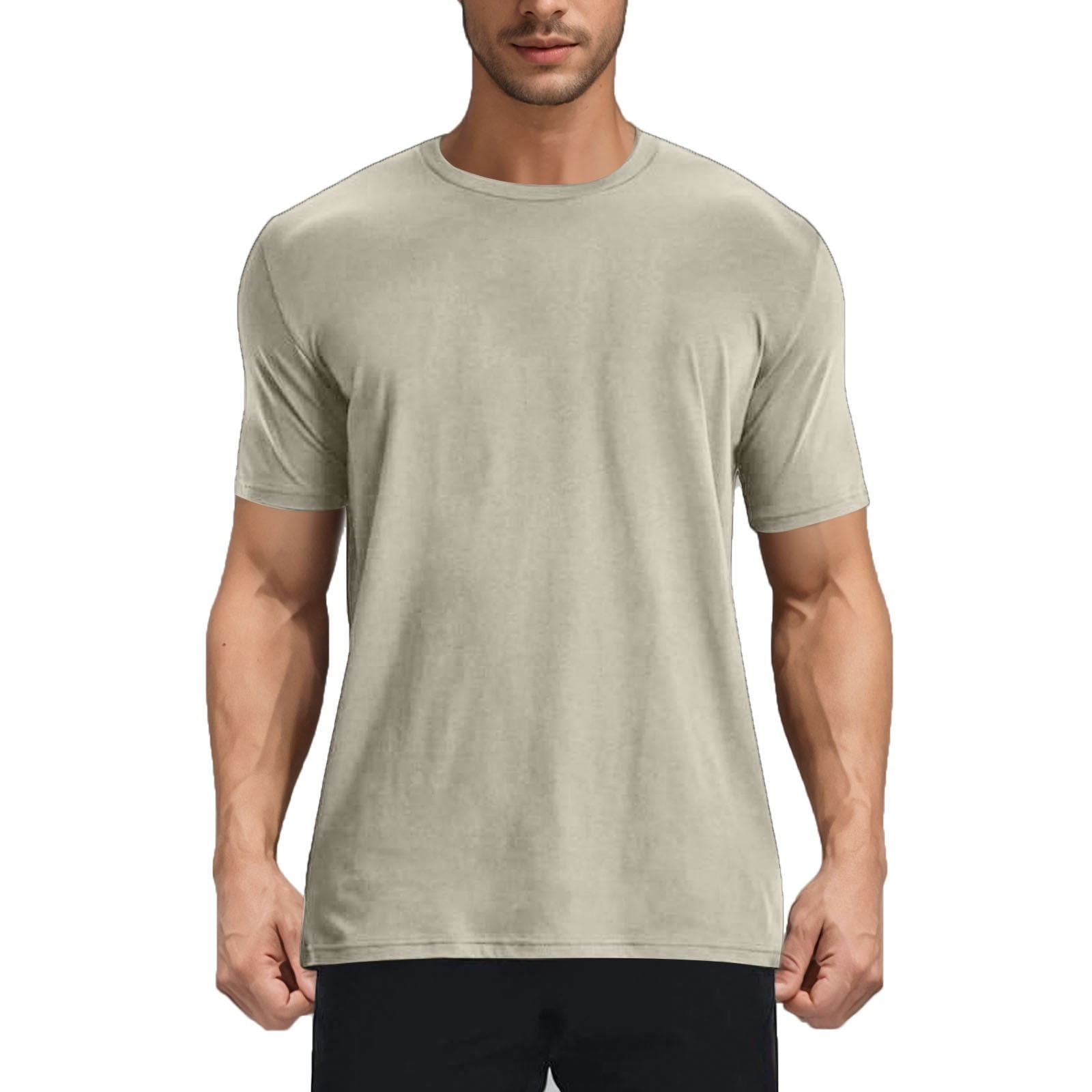 Pisexur T Shirts for Man,Men's Solid Color Elastic Casual Sports