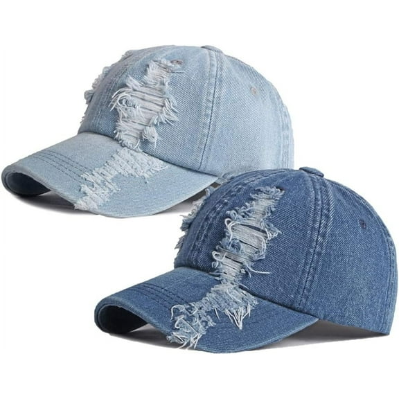 Vintage Washed Denim Distressed Dad Hats Adjustable Baseball Caps for Men Women