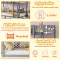 thumbnail image 4 of Mirightone Low Bunk Bed Twin Over Twin, Wood Bunk Beds with Bookshelf & Ladder, Floor Bunk Bed with Full Guardrails, Grey, 4 of 8