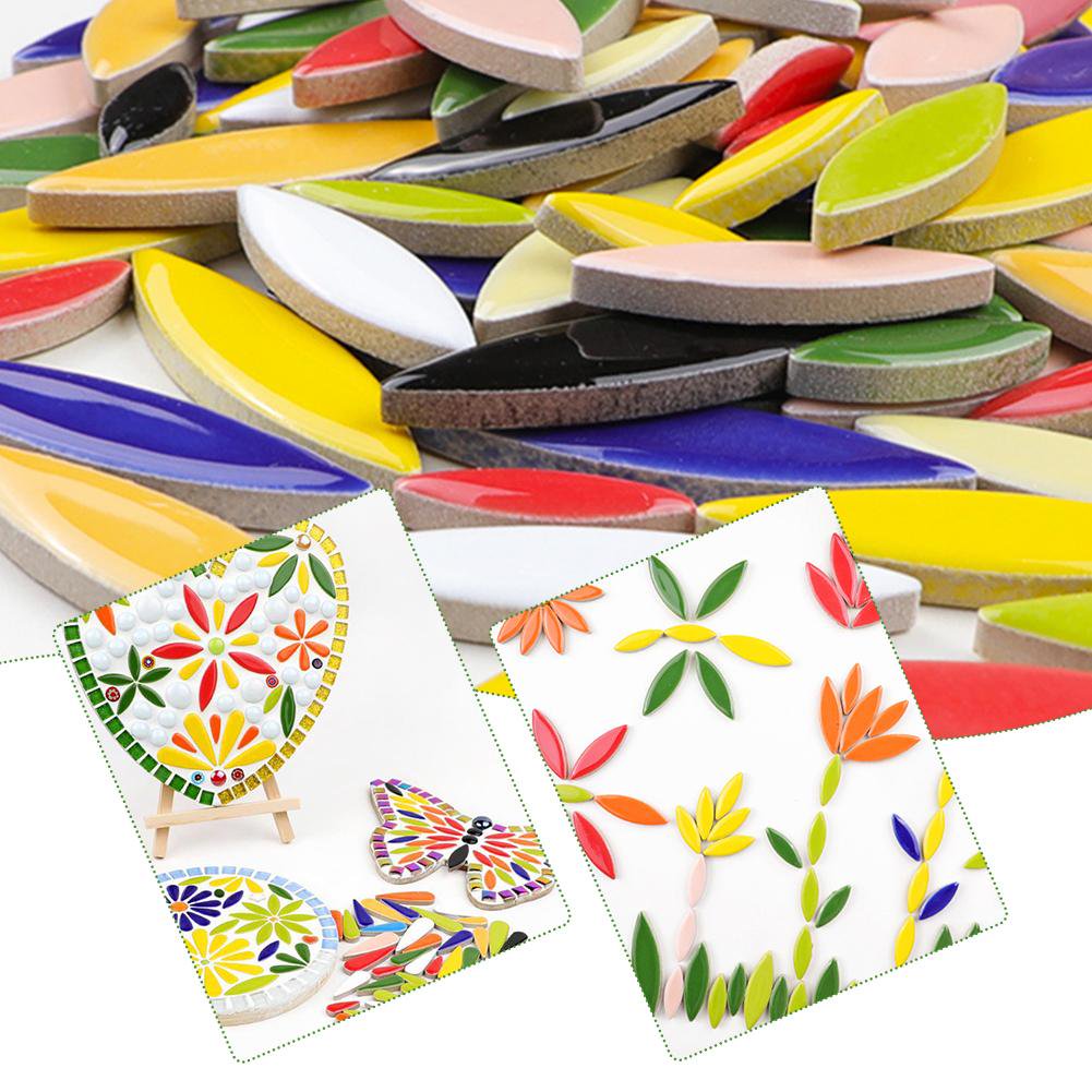 200g de carreaux de mosaïque en céramique pour l'artisanat en vrac - Couleur aléatoire Gauche et