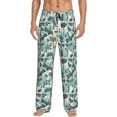 thumbnail image 2 of Picia Flowers In Vintage Mens Soft Woven Cotton Elastic Waistband Sleep Pajama Pant Lounge Sleep Pant With Pockets And Drawstring-Small, 2 of 9