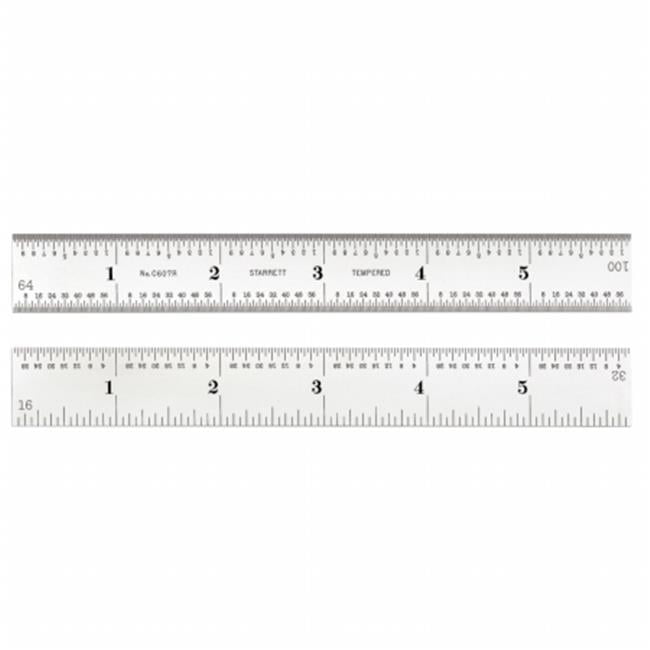 12 Length 3//64 Thickness 12 Length 1 Width 3//64 Thickness 1 Width Starrett C607R-12 Spring Tempered Steel Rule With Inch Graduations 7R Style Graduations