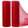 thumbnail image 1 of Cinta decorativa Ribbli de malla roja metalizada, 25 cm x 9 m, 2 rollos, 1 of 5