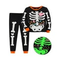 thumbnail image 4 of shoper Boys Halloween Pajamas Set Skeleton Print Glow In The Dark Kids Outfit Soft Sleepwear Casual Long Sleeve Tops and Pants for Toddler Kids Fall Winter Clothes, 4 of 4