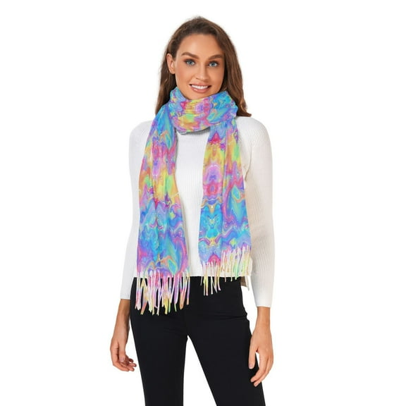 Winter Scarves for Women Colorful Tie-dye Fashion Pashmina Shawl Wraps Long Blanket Scarf for Fall Spring