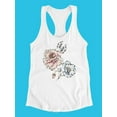 thumbnail image 3 of Pink And Blue Flowers Racerback Tank Women -Image by Shutterstock, Female Medium, 3 of 4