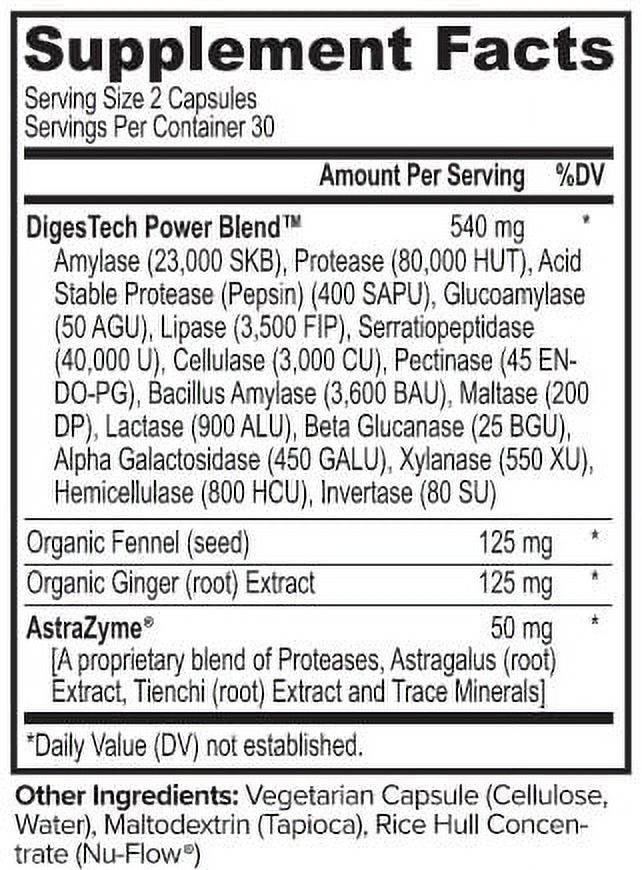 Onnit DIGESTech Full-Spectrum Digestive Enzymes Dietary Supplement, 60 Ct