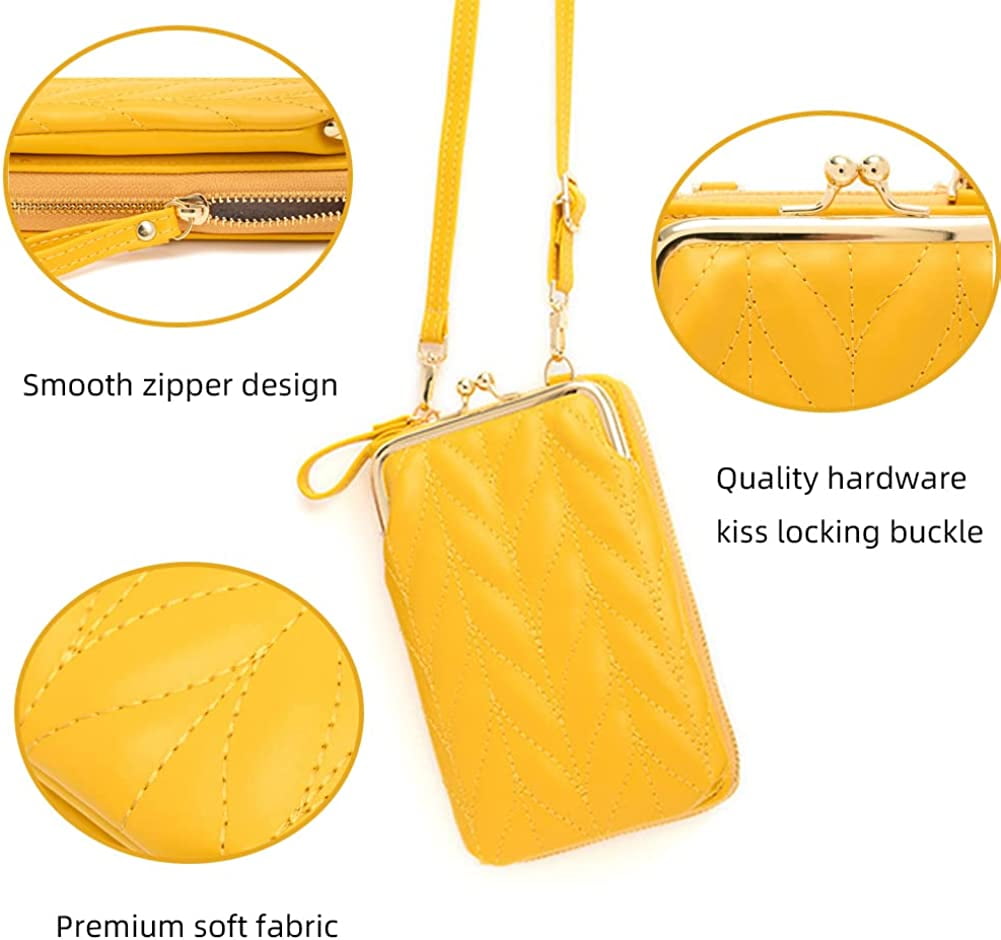 PIKADINGNIS Women's PU Leather Kiss Lock Shoulder Bag Retro Crossbody Coin  Purse with Adjustable Straps Small Phone Bag for Work - Walmart.com