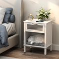 thumbnail image 6 of Modern Black Nightstand,Side Table with Acrylic Drawer, Bedside Table with Storage,Couch End Table for Living Room, Bedroom,Small Space,Easy Assembly,White, 6 of 14