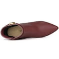 thumbnail image 5 of Unique Bargains Women's Pointy Toe Stiletto Heel Side Zip Ankle Boots Burgundy 7, 5 of 7