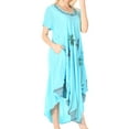 thumbnail image 4 of Sakkas Watercolor Palm Tree Tank Caftan Dress - Turquoise - One Size, 4 of 5