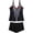 Black-01, variant on STETMN Women Tankini Bathing Suit 2 Piece Swimsuit Scallop Trim Tankini Top with Bottom
