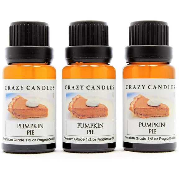 Crazy Candles Pumpkin Pie (Made in USA) 3 Bottles 1/2 FL Oz Each (15ml) Premium Grade Scented Fragrance Oil Made in USA
