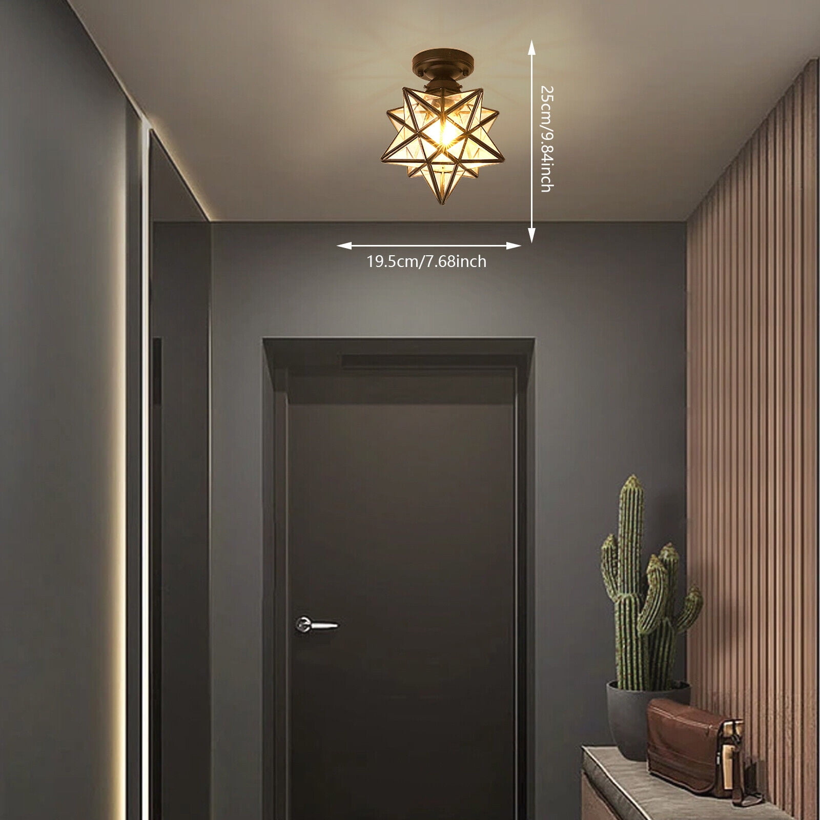 Moravian Star Ceiling Light Glass Shade Corridors Porch