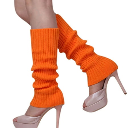 

Eastshop 1Pair Women Winter Warm Vertical Stripes Solid Candy Colors Leg Warmers Knitting Socks for Home