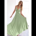 thumbnail image 4 of Vestido Maxi Sin Mangas, de Cintura Alta, Color Liso, con Tirantes Cruzados en la Espalda y Múltiples Usos para Mujer. Verde Hierba XL, 4 of 7