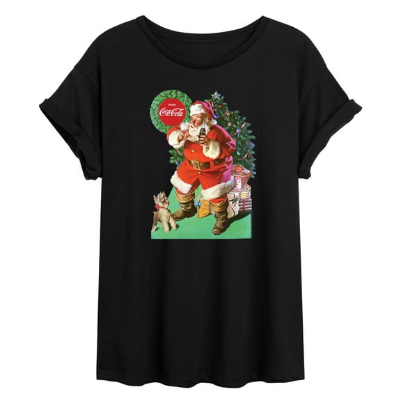 Coca-Cola - Vintage Santa With Dog - Women's Oversized Graphic T-Shirt