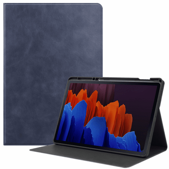 For Samsung Galaxy Tab S7 Plus S7 Plus 2020 12.4 Inch with S Pen Stand, Soft TPU Smart Stand Back Cover Auto Wake/Sleep, Dark Blue