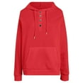 thumbnail image 5 of idosla Womens 2025 Hoodies Button Collar Drawstring Hooded Pullover Sweatshirt Casual Long Sleeve Tops Shirts (Red, XL), 5 of 6