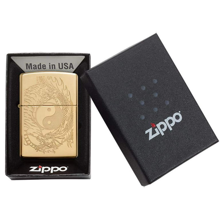 Zippo Tiger and Dragon Design High Polish Brass Pocket Zippo Tiger and Dragon Design High Polish Brass Pocket
