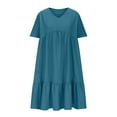thumbnail image 6 of Hipattires Womens Blue Dresses Casual Graduation Solid Color Boho Summer Dresses for Women, 6 of 9