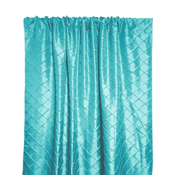 Pintuck Taffeta Cross Stitch Pattern Single Curtain Panel 54 Inch Wide Aqua