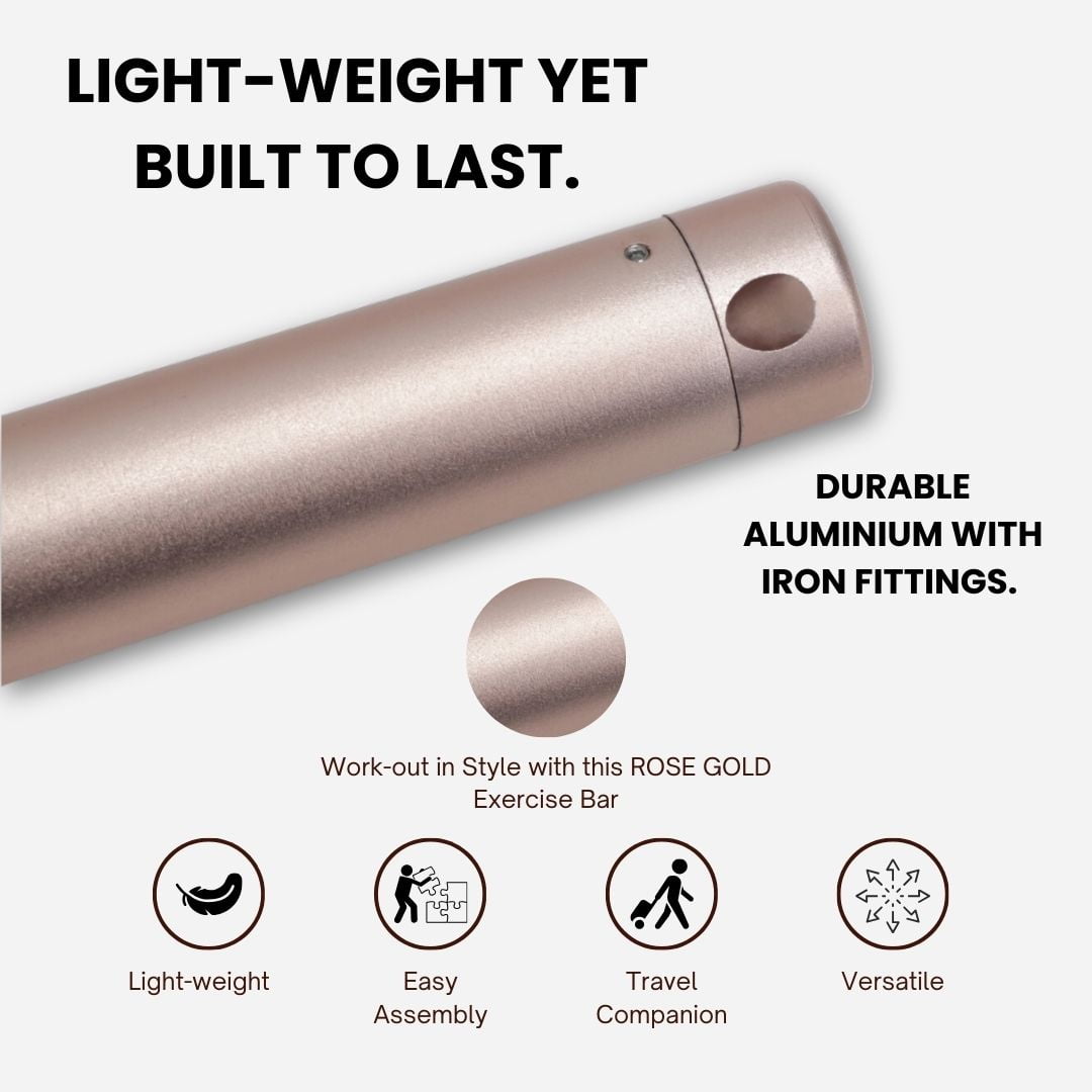 Portable Exercise Bar with Resistance Bands, Rose Gold