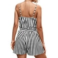 thumbnail image 3 of Skksst Womens Summer Holiday Strappy Sleeveless Striped Belted Short Jumpsuit Romper, 3 of 3
