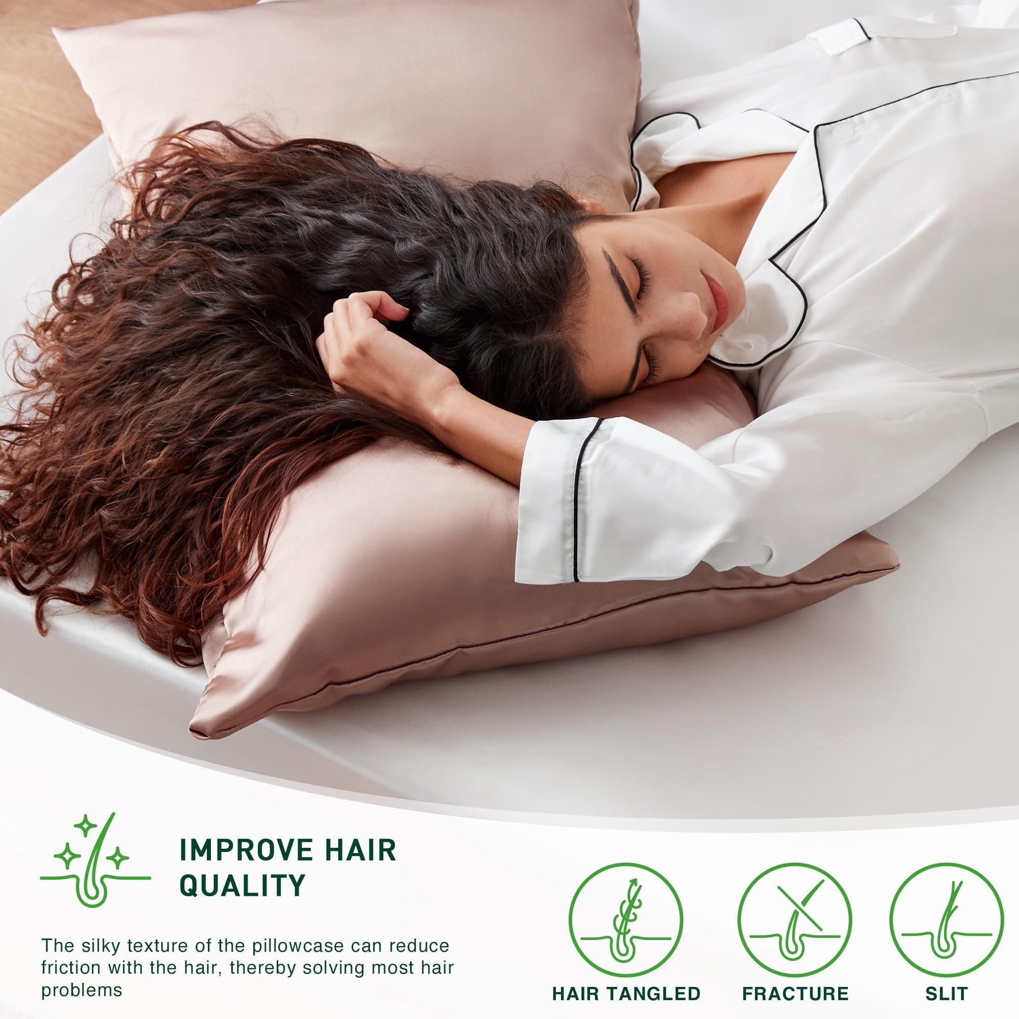 LOUDKS Satin Pillowcase Set of 2 Queen Size 20x30, Cooling Pillow Covers for Hair and Skin, Silky Smooth with Envelope Closure, Similar to Silk, White