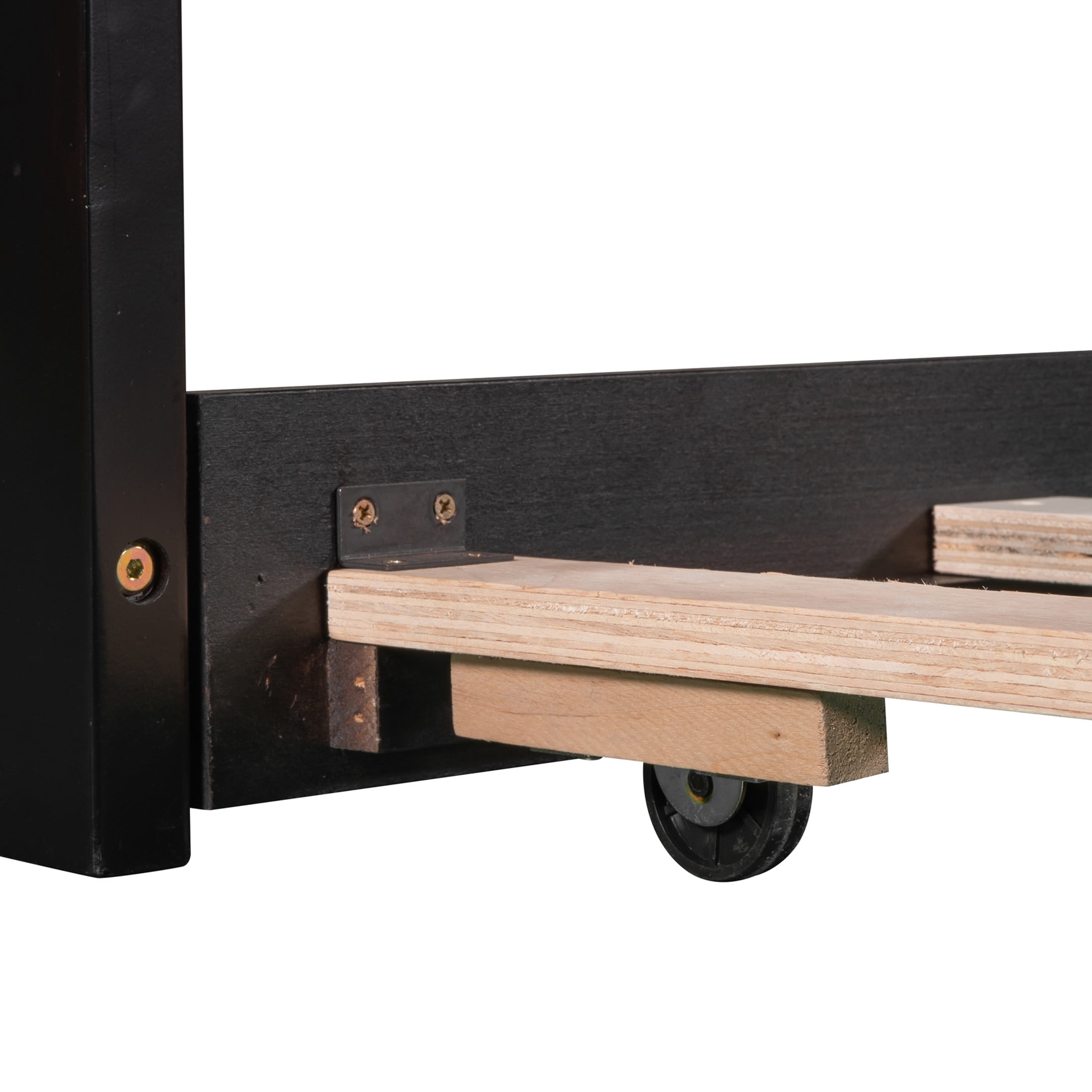 Noble House Solsto L-shaped Platform Bed with Trundle, Storage Drawers and Built-in Desk, Twin Size Corner Bed, Espresso