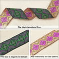 thumbnail image 2 of 7.7 Yard 2 Inch 51mm Ethnic Embroidery Ribbons Dark Green Jacquard Ribbon with Flower and Geometric Pattern Vintage Woven Fabric Trim for Garment Accessories DIY Crafts and Bow Making, 2 of 7