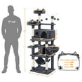 thumbnail image 3 of Yaheetech 67" H Multi Level Cat Tree with 2 Cat Condos and 1 Hammock, Dark Gray, 3 of 7