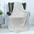 thumbnail image 4 of Pale Blue Soft Flannel Fleece Throw Blanket, Style Arched Royal Persian with Floral Cultural Graphic Design, Cozy Plush for Indoor and Outdoor Use, 60" x 80", Pale Blue, by Ambesonne, 4 of 5