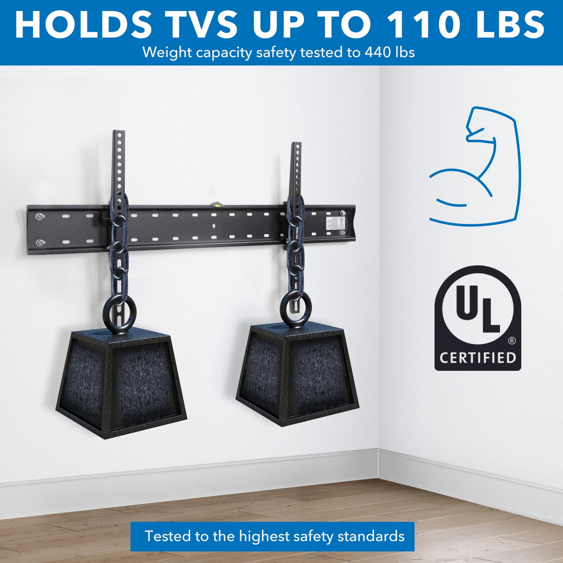 Mount-It! UL Certified Tilting TV Wall Mount, Fits sizes 43" to 90"