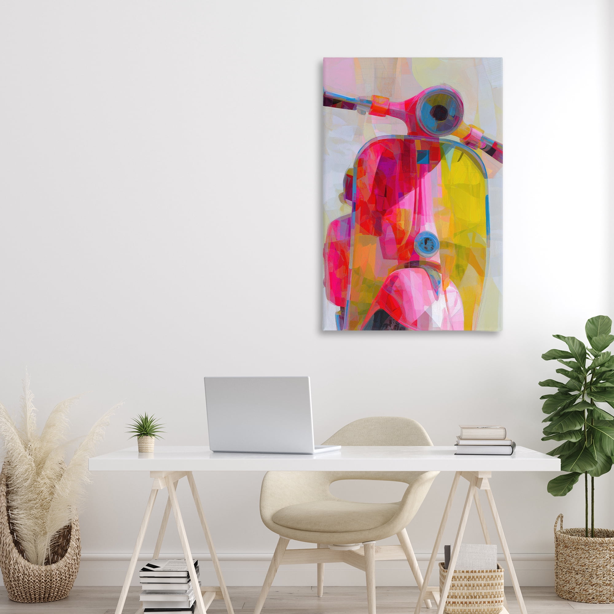 Stupell Industries Vespa in Pink & Yellow Canvas Wall Art, design by Chromatic Storm Studio