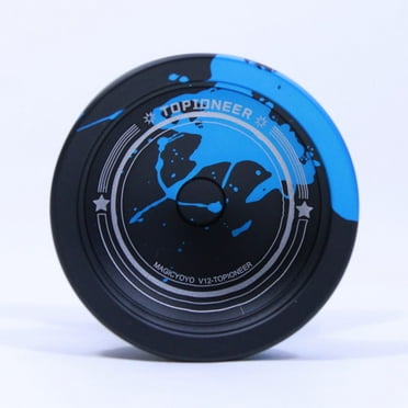 MAGICYOYO V12 TOPIONEER Yo-Yo - Responsive / Unresponsive Fingerspin YoYo (Black w/Blue Splash)